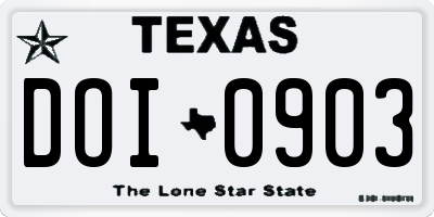 TX license plate DOI0903