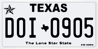 TX license plate DOI0905