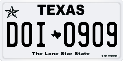 TX license plate DOI0909