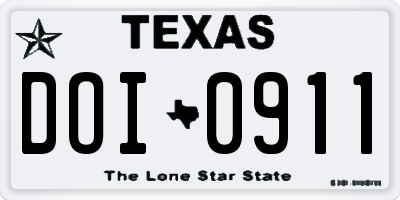 TX license plate DOI0911