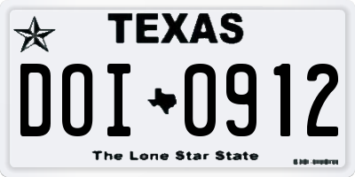 TX license plate DOI0912