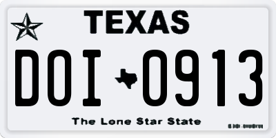 TX license plate DOI0913