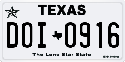 TX license plate DOI0916