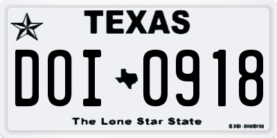 TX license plate DOI0918
