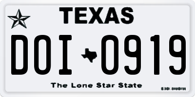 TX license plate DOI0919