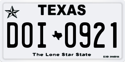 TX license plate DOI0921
