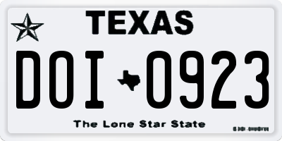 TX license plate DOI0923