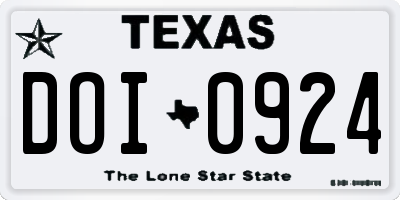 TX license plate DOI0924