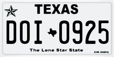 TX license plate DOI0925