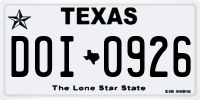 TX license plate DOI0926