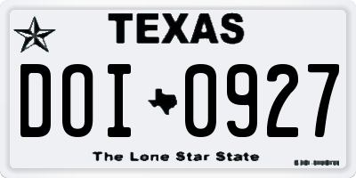 TX license plate DOI0927