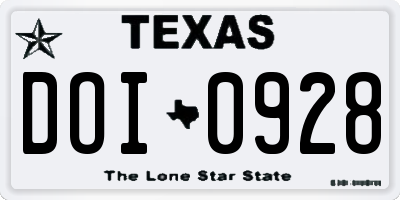 TX license plate DOI0928