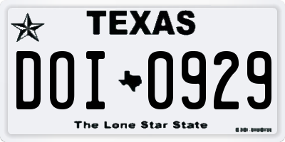 TX license plate DOI0929