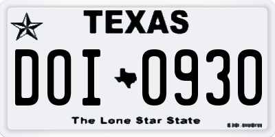 TX license plate DOI0930