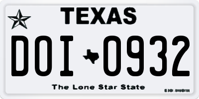 TX license plate DOI0932