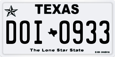 TX license plate DOI0933