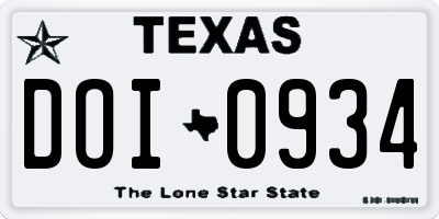 TX license plate DOI0934