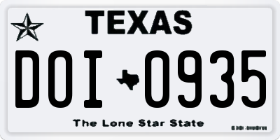 TX license plate DOI0935