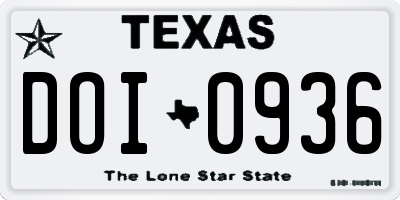 TX license plate DOI0936