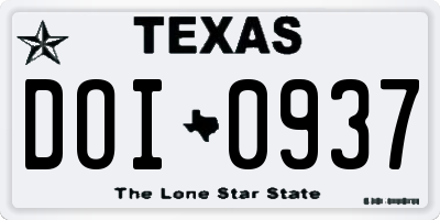 TX license plate DOI0937