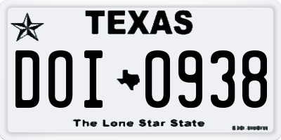 TX license plate DOI0938