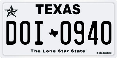 TX license plate DOI0940