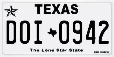 TX license plate DOI0942