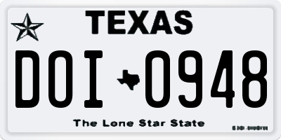 TX license plate DOI0948
