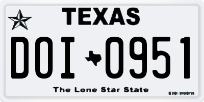 TX license plate DOI0951