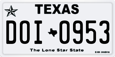 TX license plate DOI0953