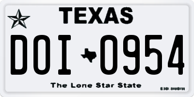 TX license plate DOI0954