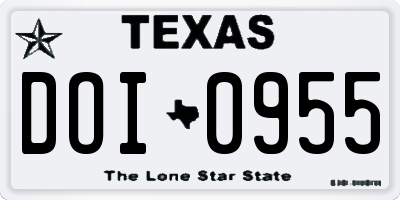 TX license plate DOI0955