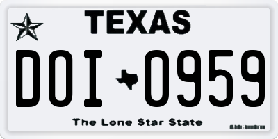 TX license plate DOI0959