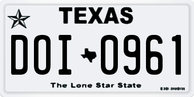 TX license plate DOI0961