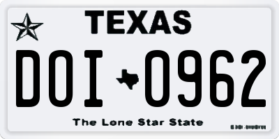 TX license plate DOI0962