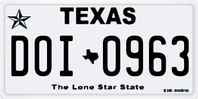 TX license plate DOI0963