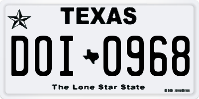 TX license plate DOI0968