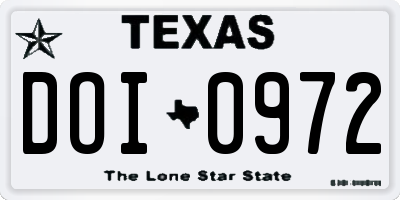 TX license plate DOI0972