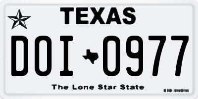 TX license plate DOI0977