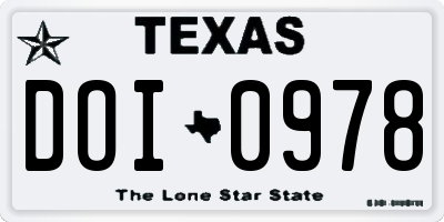 TX license plate DOI0978
