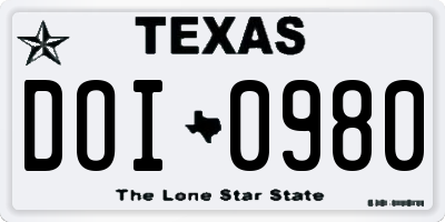 TX license plate DOI0980