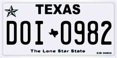 TX license plate DOI0982