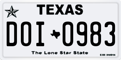 TX license plate DOI0983