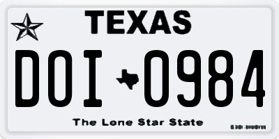 TX license plate DOI0984