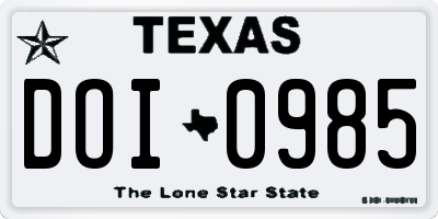 TX license plate DOI0985