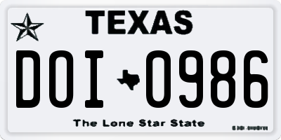 TX license plate DOI0986