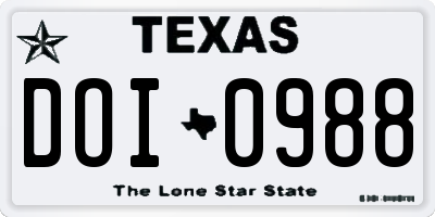 TX license plate DOI0988