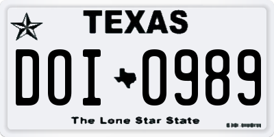 TX license plate DOI0989