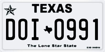 TX license plate DOI0991