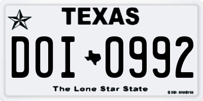 TX license plate DOI0992